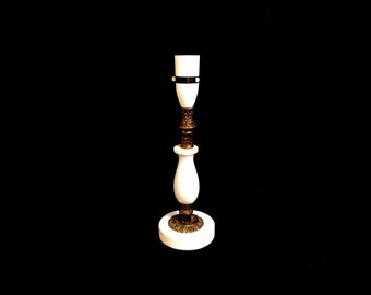 Vintage Empire Made White Grey Marble Lamp Base Onyx Stone Bronze Brass Accent Table Lamp Bedside Electric Lamp Retro Home Decor