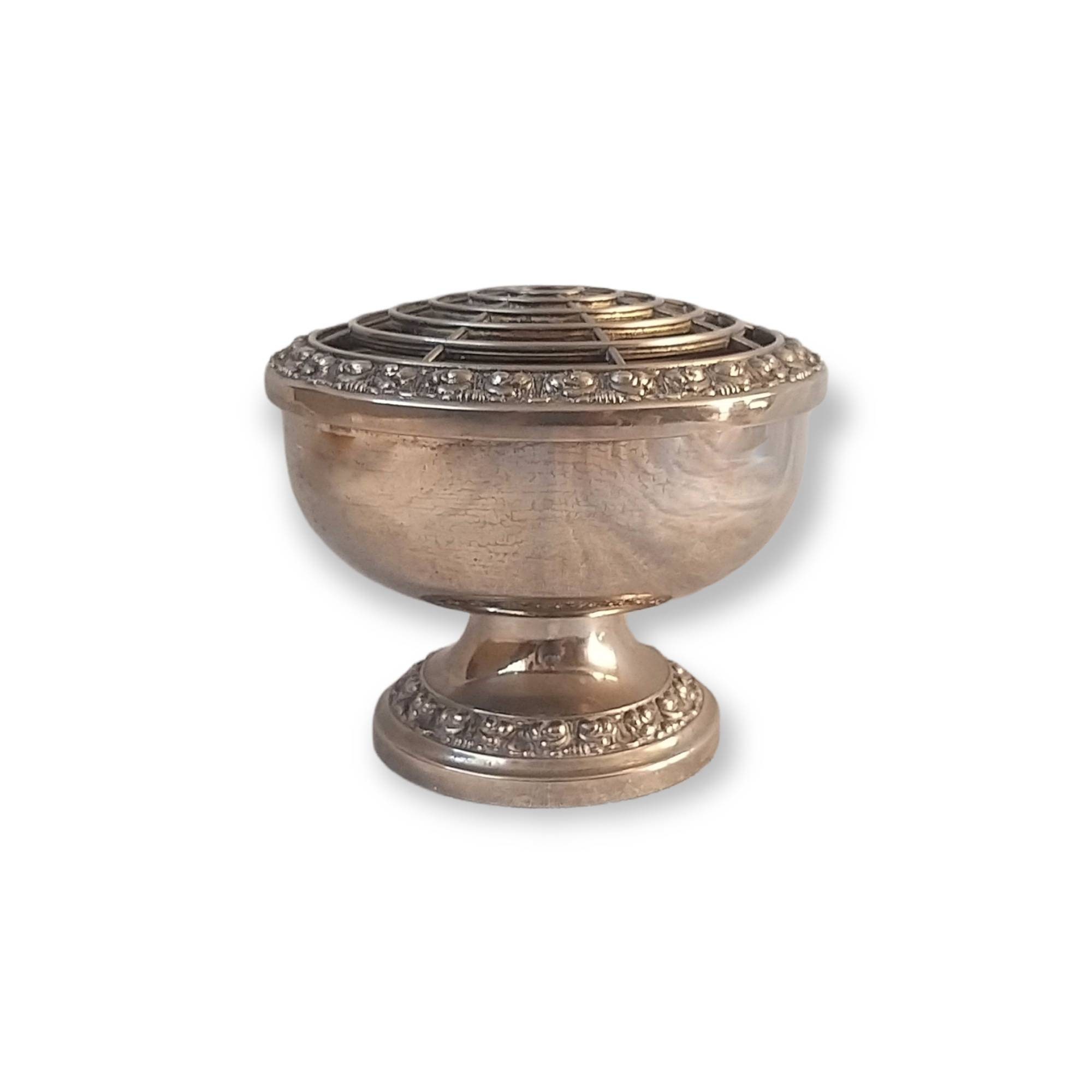 Vintage Silver Plated Lanthe Rose Bowl With Double Layer Mesh