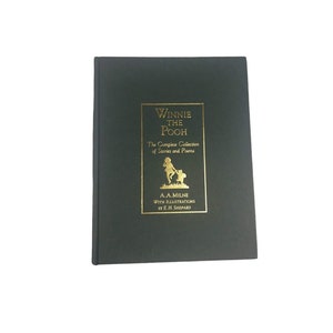 Vintage 1994 Winnie the Pooh Complete Collection Of Stories & Poems AA Milne Illustrations by EH Shepard Hard Green Cover Book Kids Blue Bag