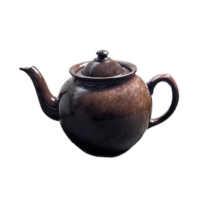 Vintage Sadler Spotty Terracotta Glazed Chocolate Dark Brown Large Betty Loose Tea Teapot Kitchen Tableware English Retro Farmhouse Decor