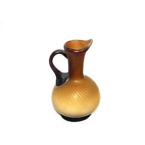 Vintage Art Deco Yellow Brown Light Amber Frosted Murano Style Glass Small Pitcher Jug Ewer Bud Vase Shelf Table Home Decor Gift For Her