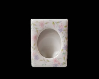 Vintage Reqtangular Oval Cut Handpainted Pastel Floral Porcelain Ceramic Photo Frame Retro Memory Gift Shelf Desk Bed Room Decor Japan Made