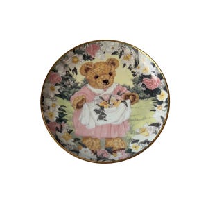 Vintage The Franklin Mint Heirloom Fine Porcelain Plate Teddy&#39;s Spring Bouquet Sarah Bengry Limited Edition Decorative Plate Wall Decor