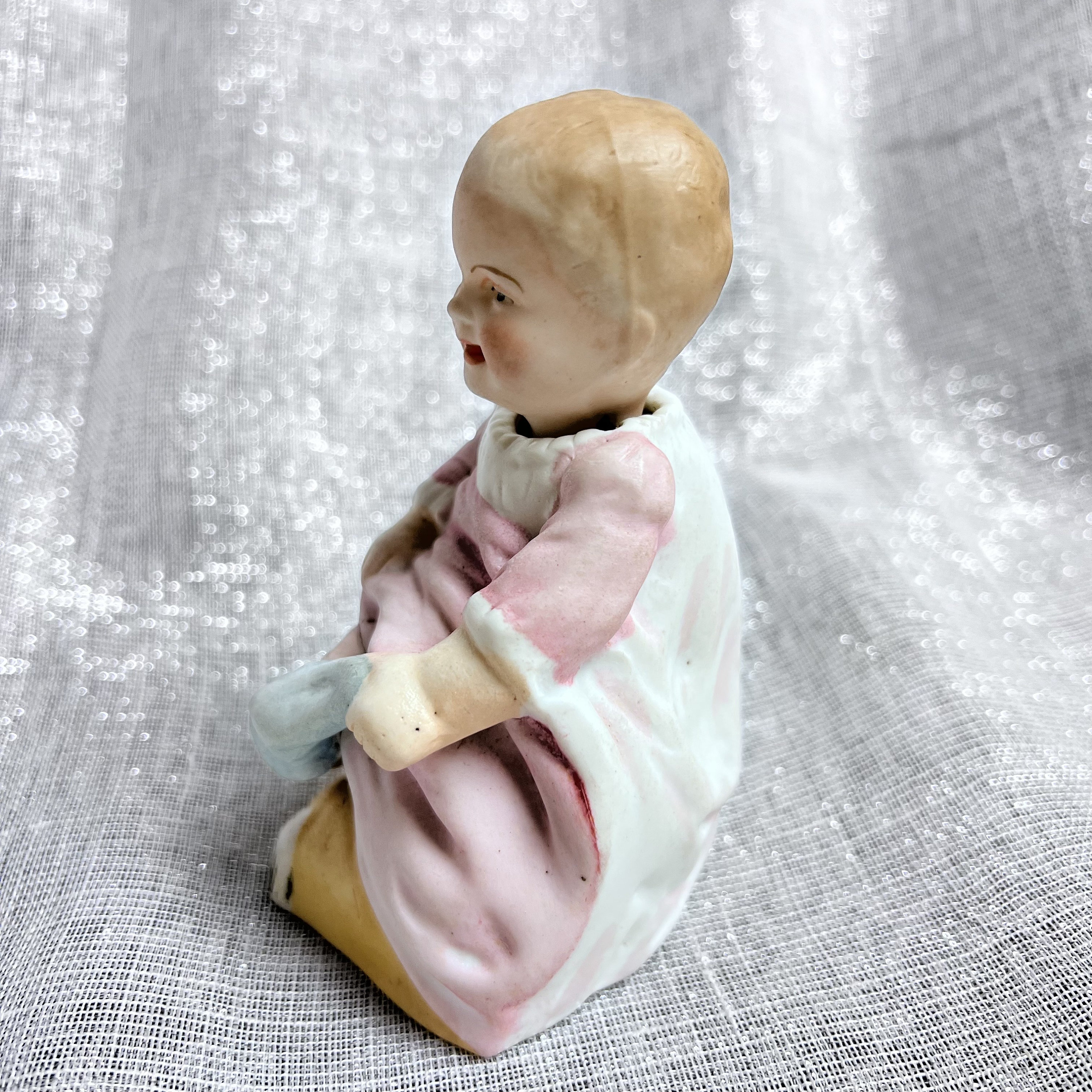 Antique Vintage Nodding Chinese Bobble Head Biscuit Porcelain