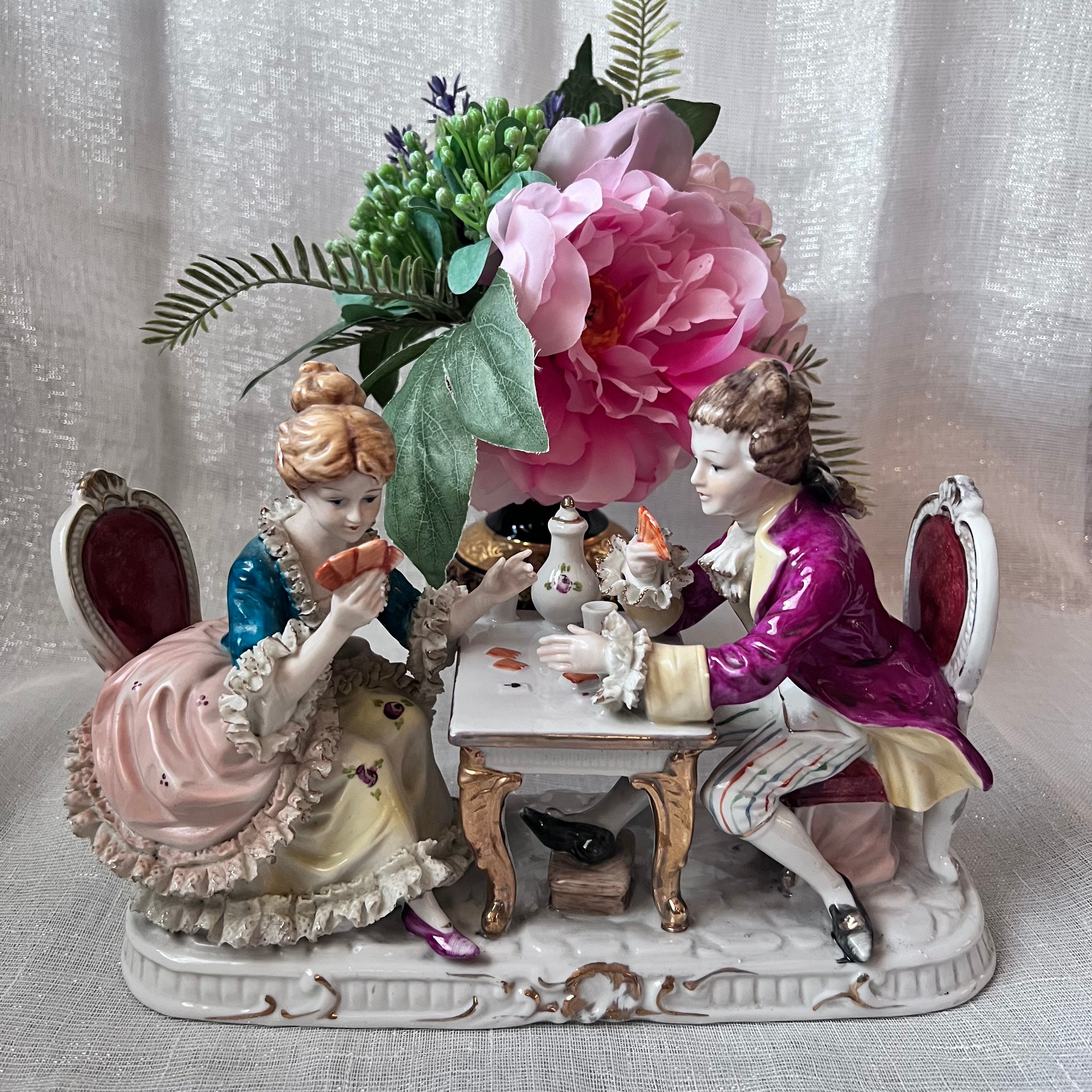 Vintage Lace Porcelain Large Figurine Louis XV Amorous Couple Man