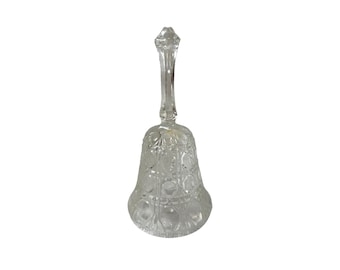 Vintage liten klar kristall slipad fasetterad suverän klocka ringande clapper hotellmottagningsklocka bröllopsmatbordsdekor
