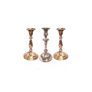 3 x Vintage Silver on Copper Silver Plated Candle Holder Candlestick Christmas Dining Table Wedding Retro Home Decor Gift