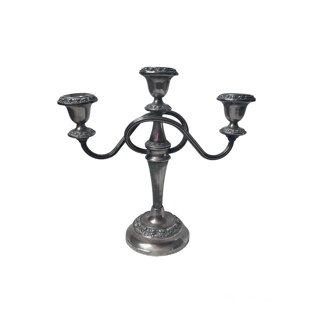 ヴィンテージ　lanthe of england　シルバーメッキ　キャンド燭台 Vintage Lanthe of England Silver Plated Candelabra 3 Tealight