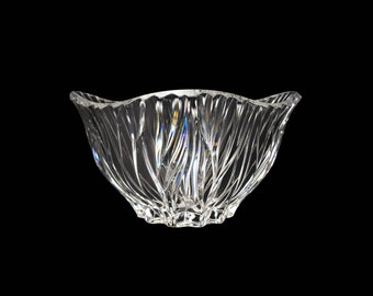 Vintage Large Square Asymmetric Rim Dish Marquis Crystal Glass Fruits Salad Bowl Branched Pattern Scalloped Edge Wedding Dining Table Decor