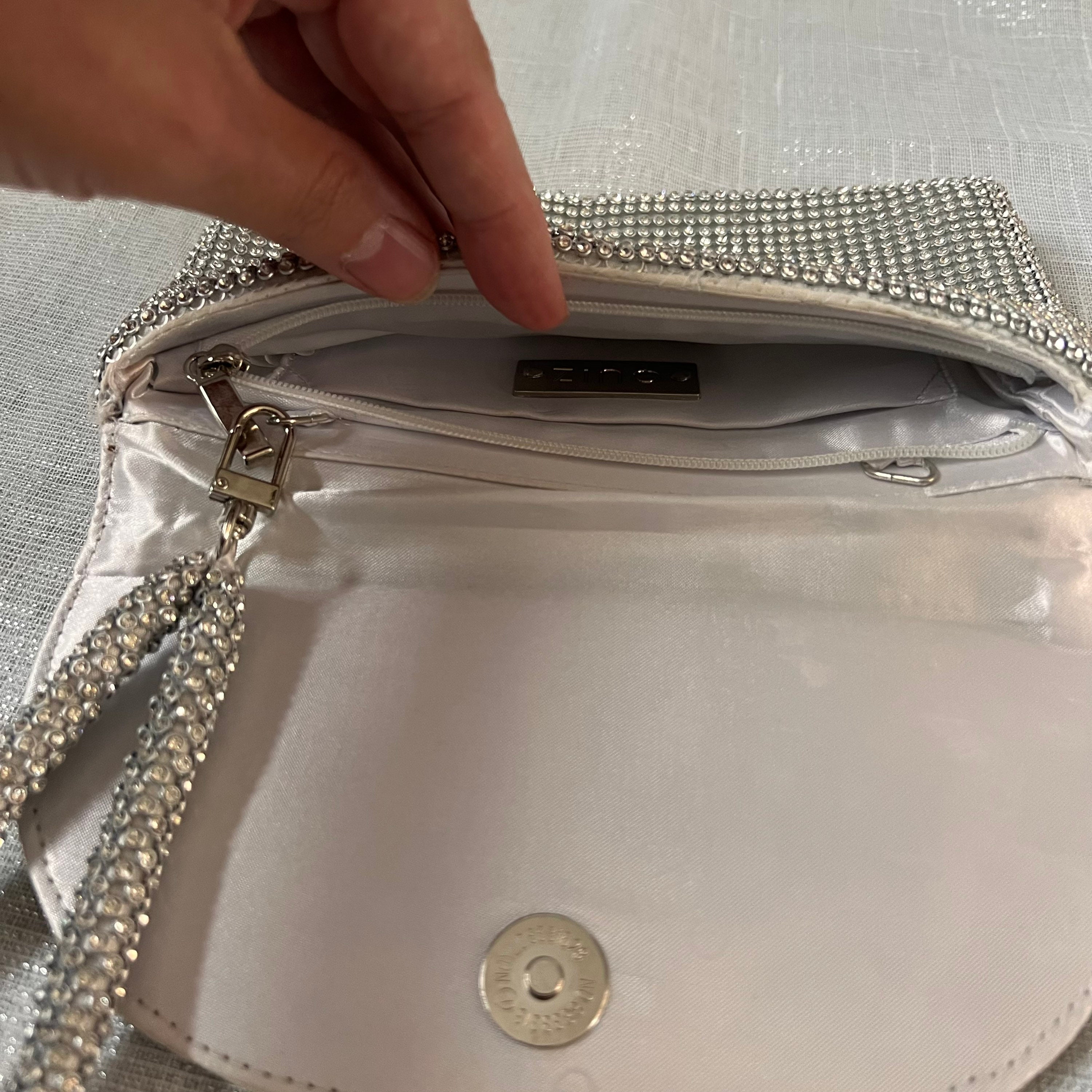 Quiz silver clutch bag deals