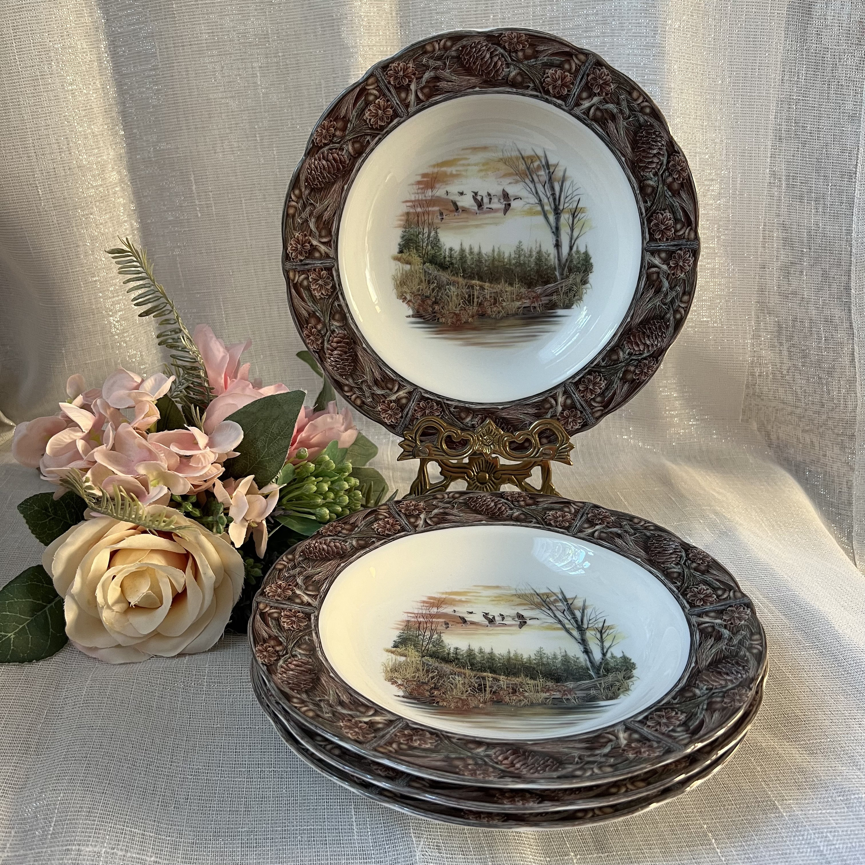 Vintage Franklin Mint Dinnerware Collection the Hunting Lodge