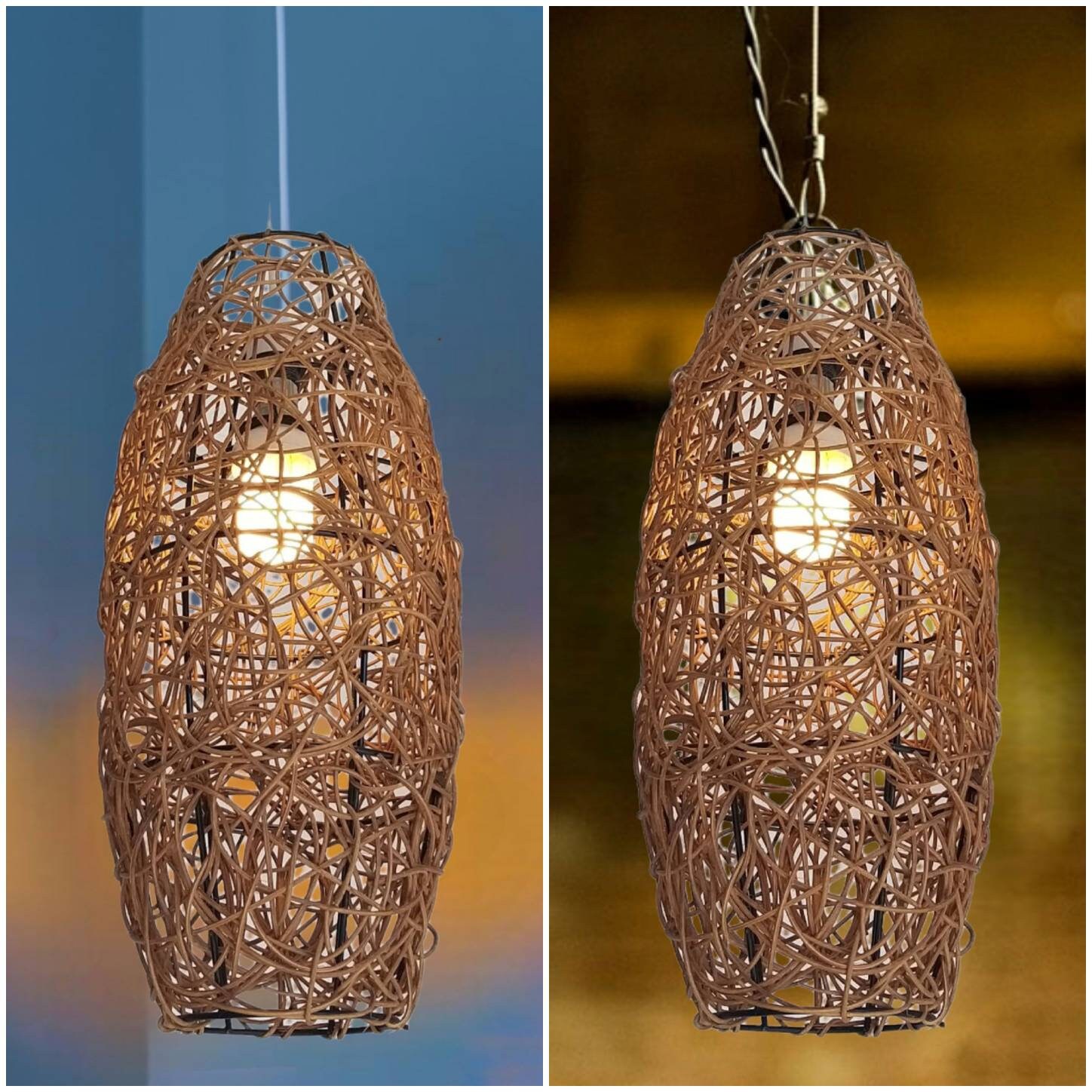 Brown wicker lamp shade deals