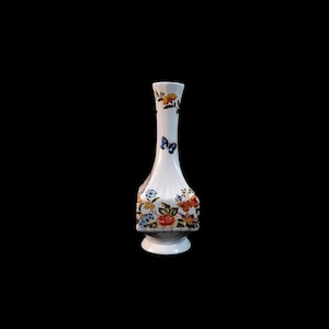 Vintage Aynsley In The Cottage Garden Pattern Bone China Small Bud Vase White Rainbow Home Office Decor Gift Idea