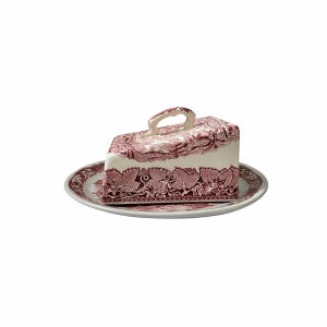 Vintage Masons Vista Pink Lidded Butter Dish Cheese Dome  Grindley Scenes After Constable Glebe Farm Platter Patent Ironstone Transphere