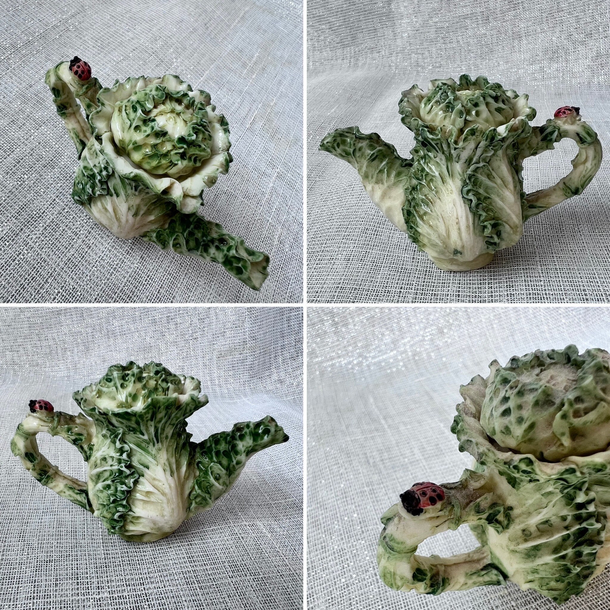 清朝　珍品 中国美術 古玩 乾隆年製 在款 キャベツ レタス 野菜 陶製置物 ヴィンテージ レオナルド コレクション ウサギとミニチュア キャベツ