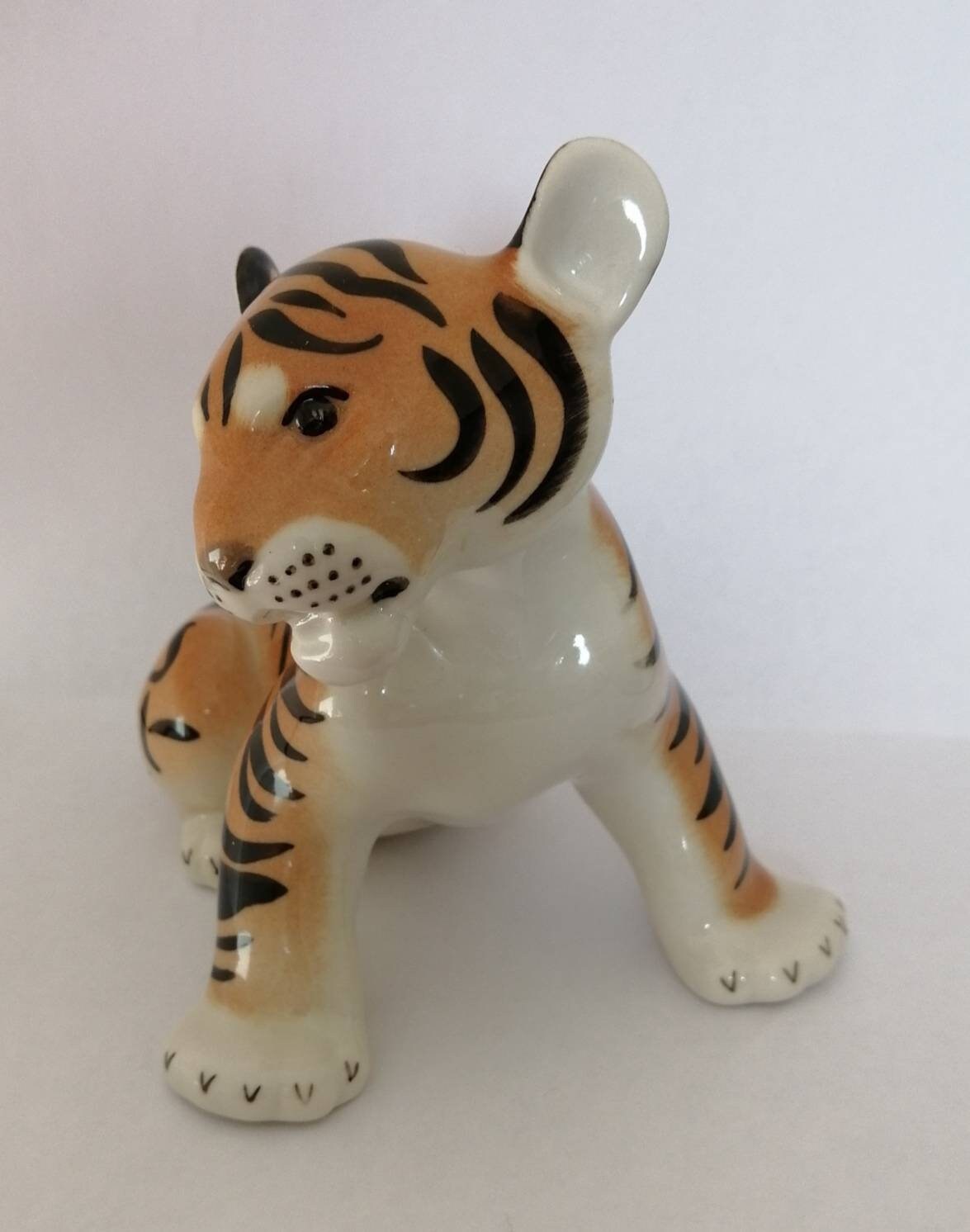 Vintage Porcelain Baby Tiger Figurine LFZ / Fine Ceramic Etsy