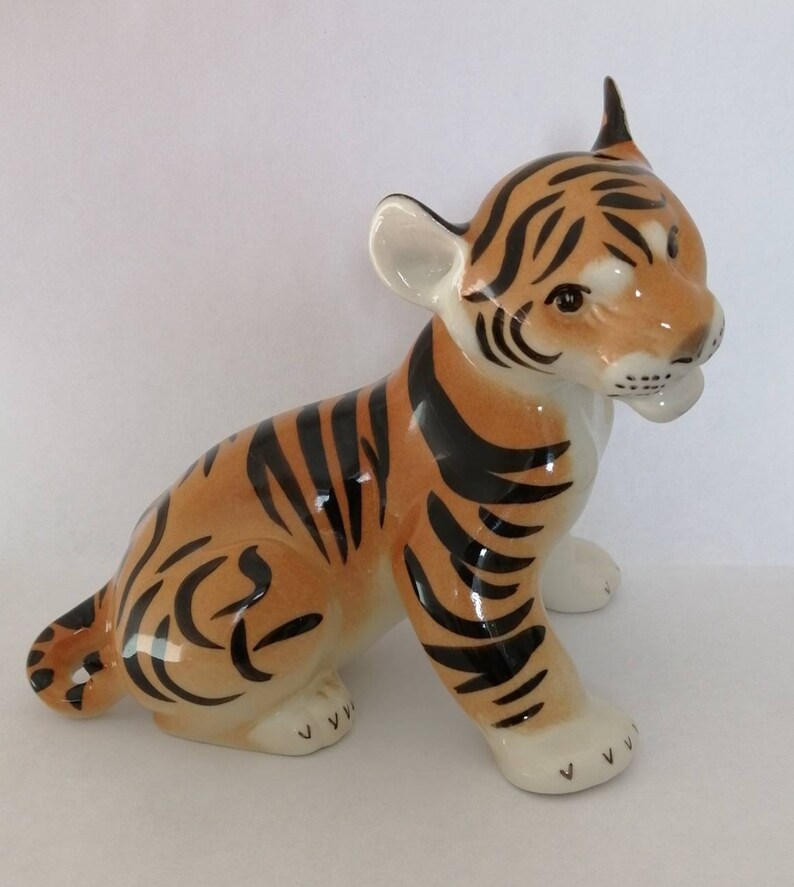 Vintage Porcelain Baby Tiger Figurine LFZ / Fine Ceramic Etsy