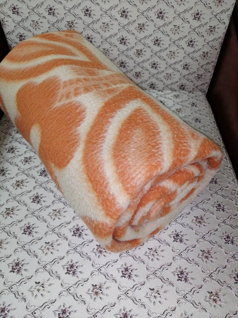 Vintage from 8090s boiled wool blanket made in USSR / Russian Etsy