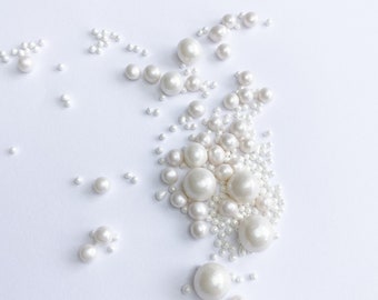 White Cake Sprinkles Mix Natural Cake Sprinkles Natural Cake Sprinkles Vegan and Vegetarian-Friendly White Ivory Pearls Wedding Baptism