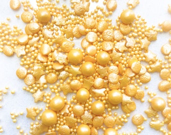 Natural Vegan Gold Cake Sprinkles - Golden Edible sprinkles - Cupcake Toppers - Gold Sprinkle Mix Metallic Sprinkles vegan Cake decorations