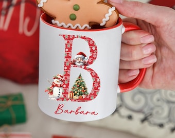 Personalized Christmas Mug, Initial Coffee Mug, Family Gift