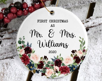 First Christmas Married Ornament, Custom Christmas Ornaments, Personalized 2023 Holiday Ornament, Newlywed Ornament, Married Christmas gift