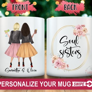 Custom Soul Sisters Mug, Custom Best Friends Mug, Bff Mug, Personalized Best Friends Mug, Best Friend Gift, Personalized To My Bestie Mug