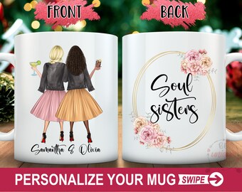 Custom Soul Sisters Mug, Personalized Best Friend Gift