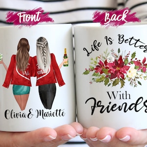 Life is better with friends, Personalized Best Friend Gift, Personalized Girl BFF Mug, Christmas Gift, Birthday Gift, Friend CHRISTMAS MUG