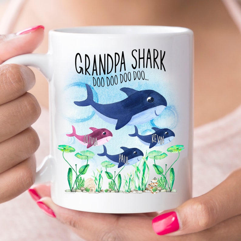 Gift For Grandpa Coffee Mug Grandpa SHARK Personalized Shark Mug Funny Mug Uncle Mug Coffee Cup Shark Doo Doo Mug Fathers day coffee mug image 2