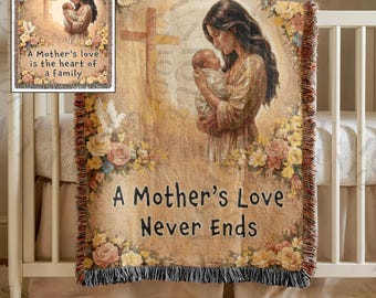 Mother's Day Gift for Mom, Custom Christian Woven Blanket, Personalized Faith Throw, Jesus Blanket