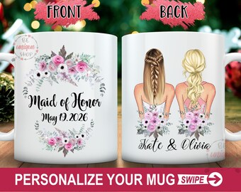 Personalized Bridal Party Mug, Maid of Honor Gift