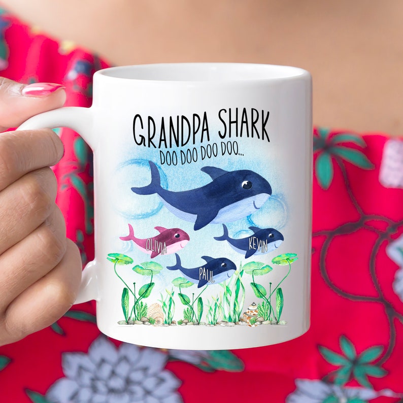 Gift For Grandpa Coffee Mug Grandpa SHARK Personalized Shark Mug Funny Mug Uncle Mug Coffee Cup Shark Doo Doo Mug Fathers day coffee mug image 3