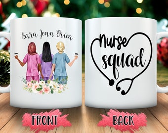 NURSE SQUAD Mug, Midwife Gift, Personalized Nurse Graduation Gift, Nurse Best Friend Present, Scrub Life mug, Nurse Life NURSE Squad gifts