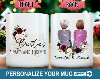 Personalized Best Friends Mug Besties always and forever Bestie Mug Soul Sisters Mug Custom Best Friends Mug Best Friend Gift Christmas Mug