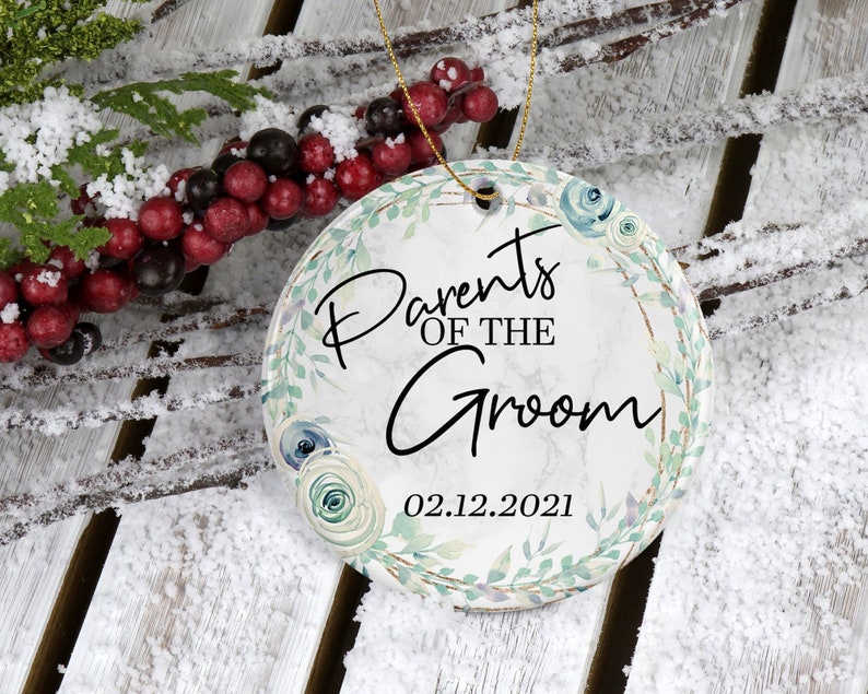 Parents Of The Groom Wedding Ornament, Wedding Gift Wedding Christmas Ornament Mother of the Groom Gift Father of the Groom image 1