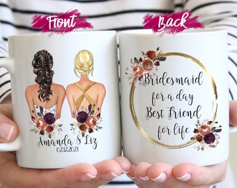 Personalized Bridesmaid Mug, Maid of Honor Gift, Custom Wedding Present