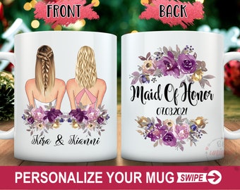 Custom Maid Of Honor Mug, Personalized Bridal Party Gift