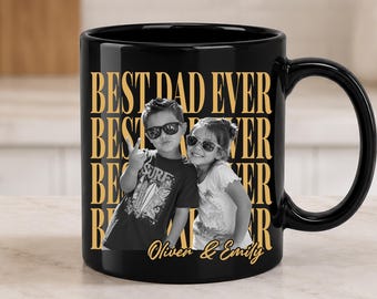 Custom Photo Dad Mug, Retro Father's Day Coffee Cup, Personalized Gift