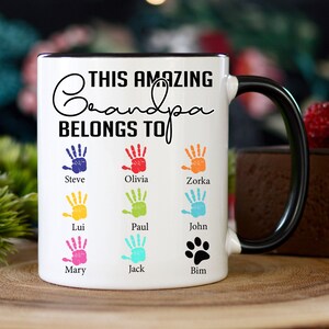 Grandfather Gift For Grandpa Coffee Mug With Grandkids Names Personalized Fathers Day Gift From Granddaughter Dad Belong To,Fathers day 2025