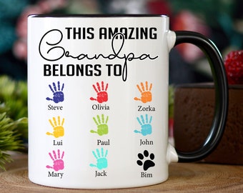 Personalized Grandpa Coffee Mug, Grandkids Names, Father's Day Gift