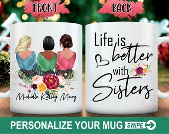 Personalized Sister Mug, Best Friend Gift, Custom Hairstyle