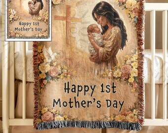 Mother's Day Gift for Mom, Custom Christian Woven Blanket, Personalized Jesus Faith Throw