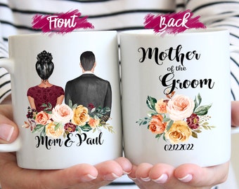 Personalized Mother of Groom Coffee Mug, Floral Wedding Keepsake