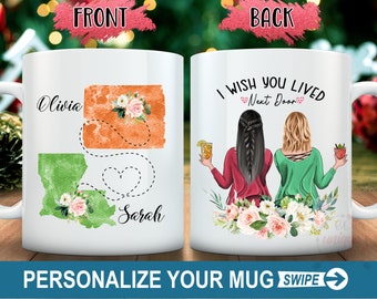 Personalized State to State Friendship Mug, Long Distance Bestie Gift
