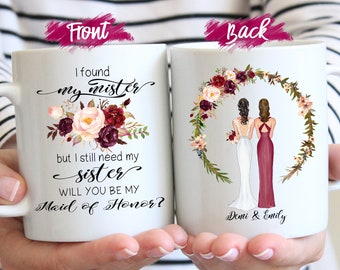 Personalized Maid of Honor Proposal Mug, Will You Be My Maid of Honor Gift, Maid of Honour mug gift, Bridesmaid mug, Custom Wedding gift