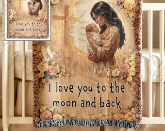 Mother's Day Gift for Mom, Custom Christian Woven Blanket, Personalized Jesus Faith Throw