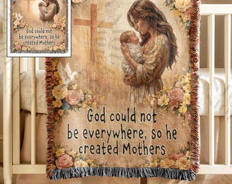 Mother's Day Gift for Mom, Custom Christian Woven Blanket, Personalized Jesus Faith Throw