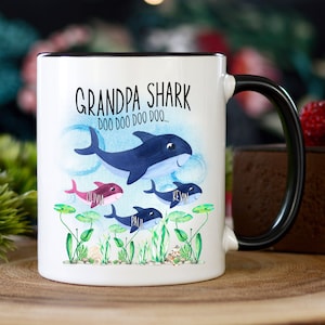 Gift For Grandpa Coffee Mug Grandpa SHARK Personalized Shark Mug Funny Mug Uncle Mug Coffee Cup Shark Doo Doo Mug Fathers day coffee mug image 1