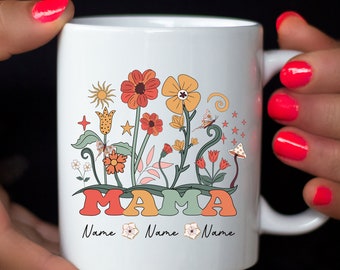 Personalized Mama Wildflower Mug, Gift from Kids